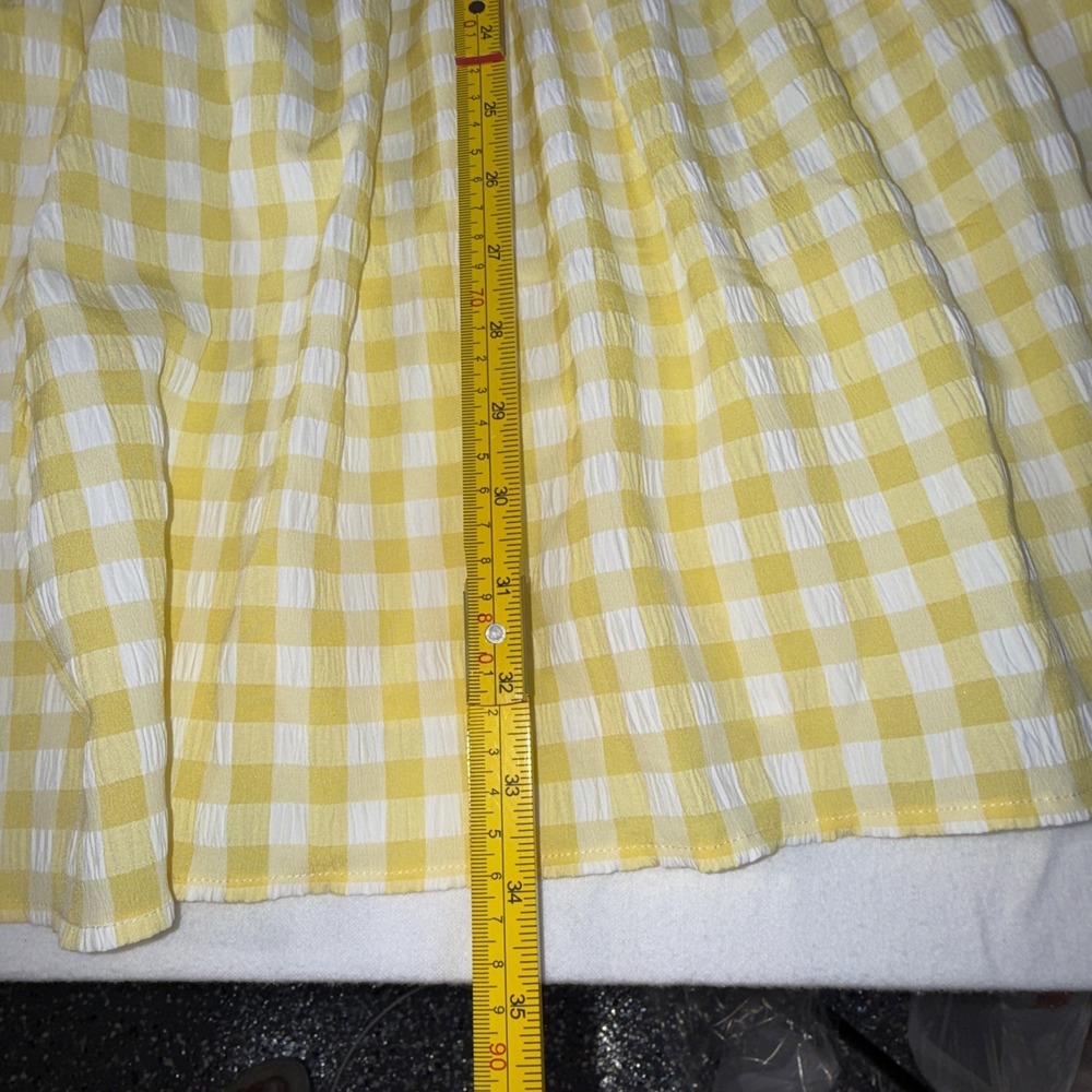 NWT &merci Brooklyn Gingham Dress Womens Medium M Yellow Lemonade Smocked Ruffle - Picture 6 of 10